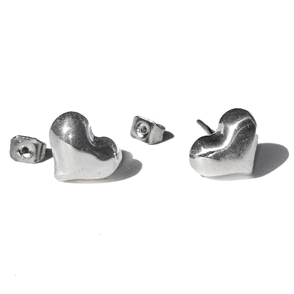 Sterling Silver Heart Earrings Large