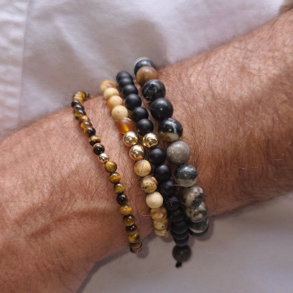 送税込【CRAFTD London】Tiger's Eye l Bead Bracelet (2色) 2-men_s-black-onyx-beaded-