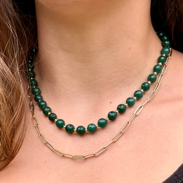 Emerald Green Jade Necklace with Gold-Filled Beads | Lizzy James