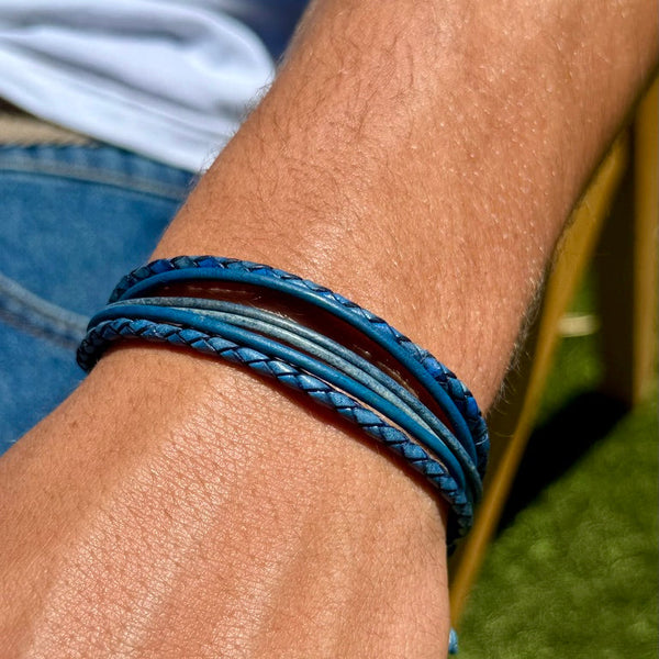 Kai Navy Leather Bracelet