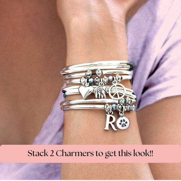 Blue Wrap Bracelet with Silver Crescents Pearls