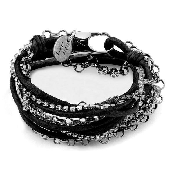 【BLACKPURPLE】25SS★ Eryx Chain Real Leather Bracelet Cassidy-black-leather-and-