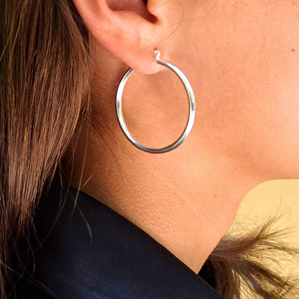 Sterling Silver Large Hoop Earring