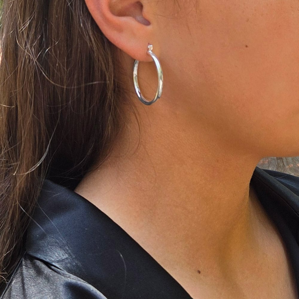 Medium Sterling Silver Hoop Earrings