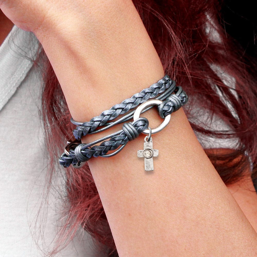 Paisley Leather Wrap Bracelet Met Silver Leather
