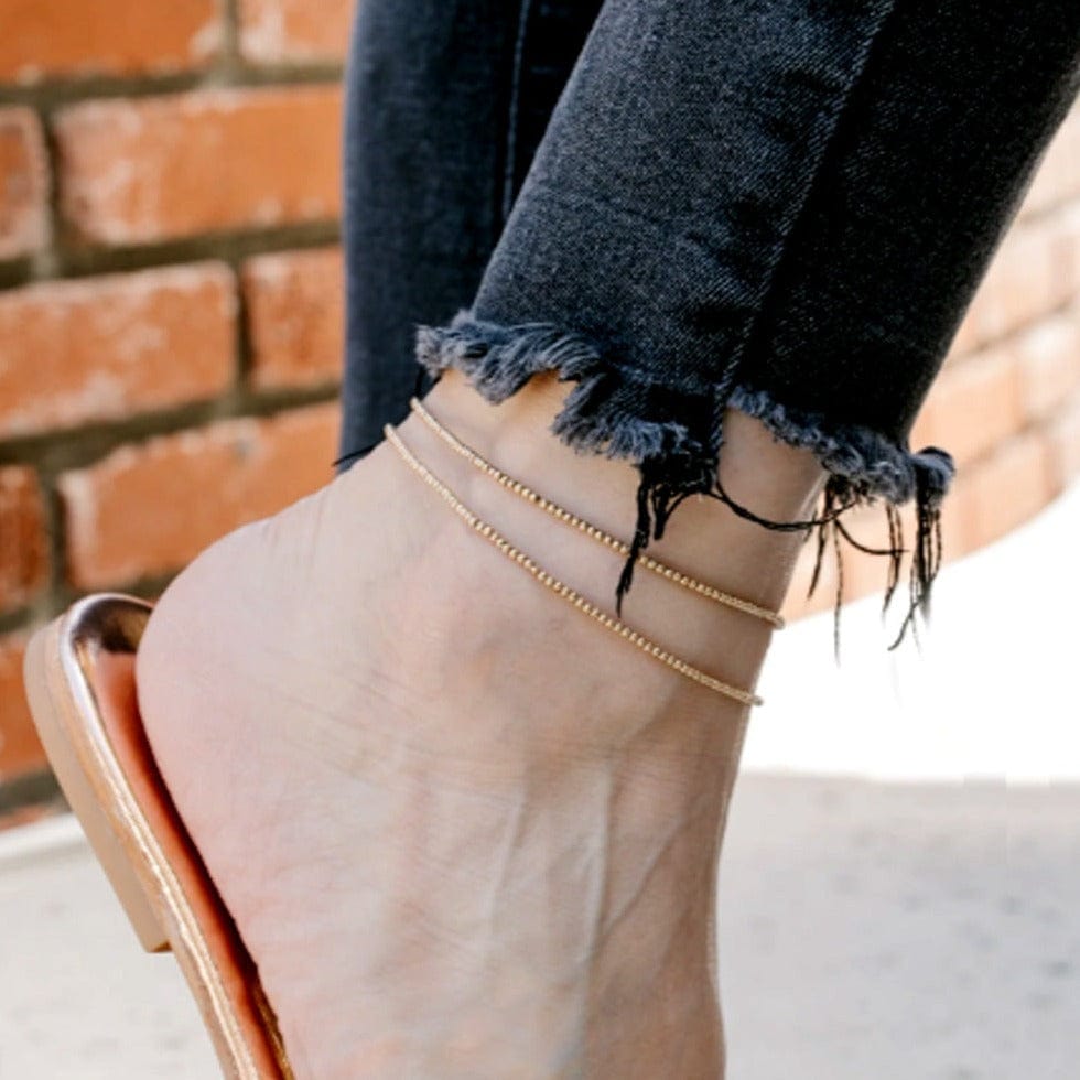 Stacked 2mm 14k Gold-Filled Anklets