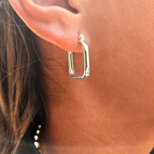 Pave Crystal Square Hoop Earrings In Sterling Silver Pave Crystal Square Hoop Earrings In Sterling Silver