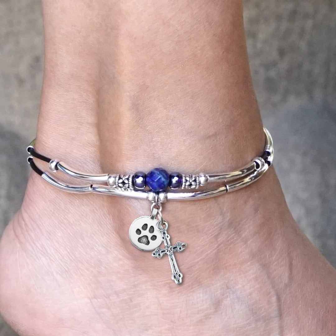 Blue Azure silver anklet with lapis