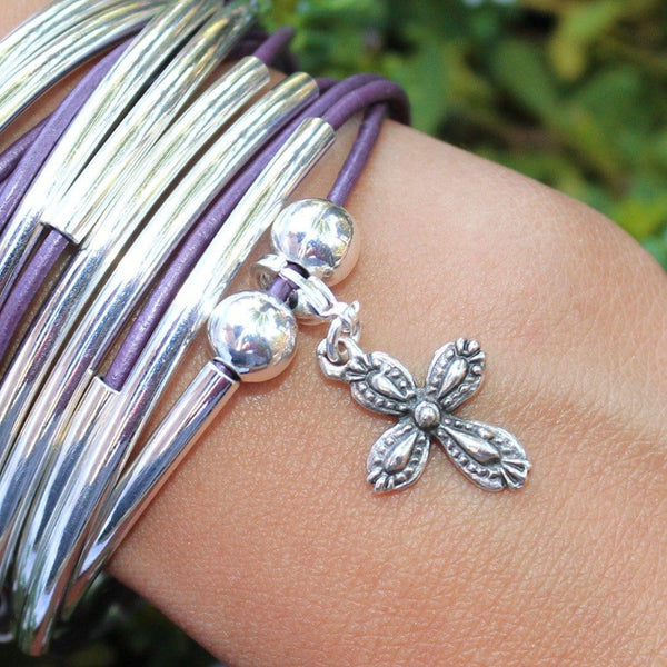 Fancy Silver Cross Charm