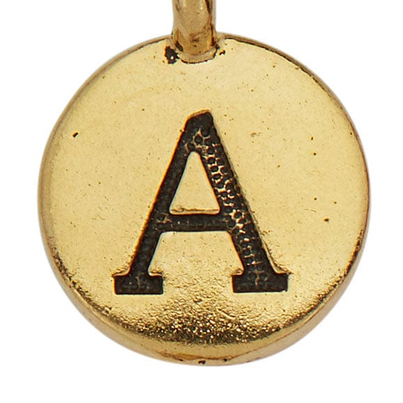 Gold Round Initials charm A
