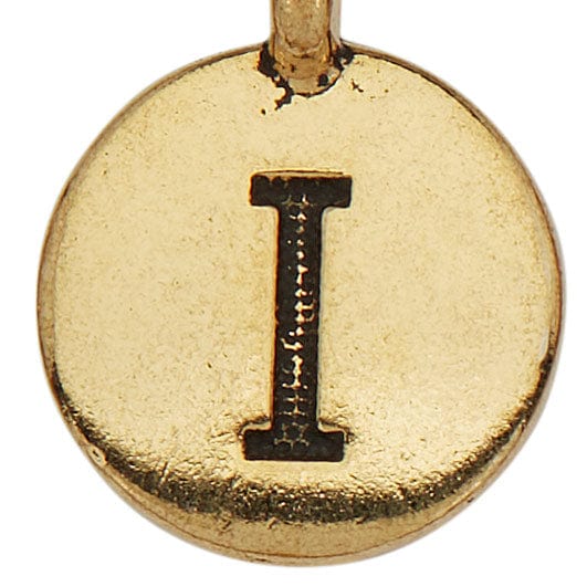 Gold Round Initials charm I
