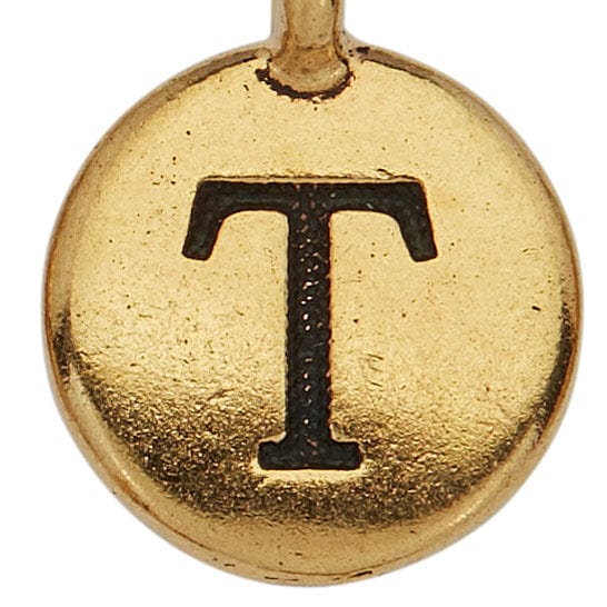 Gold Round Initial T Charm