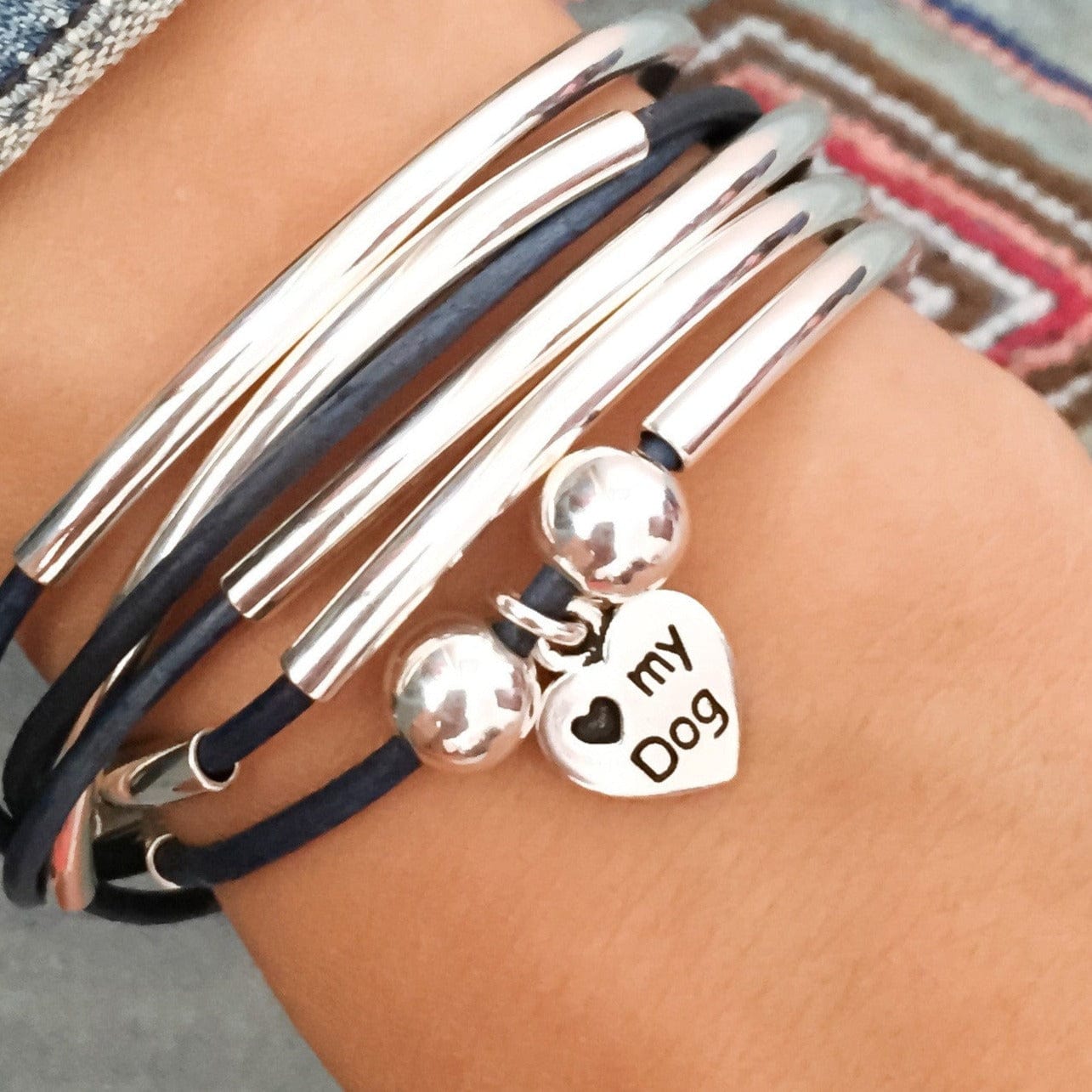 Love my dog charm silver