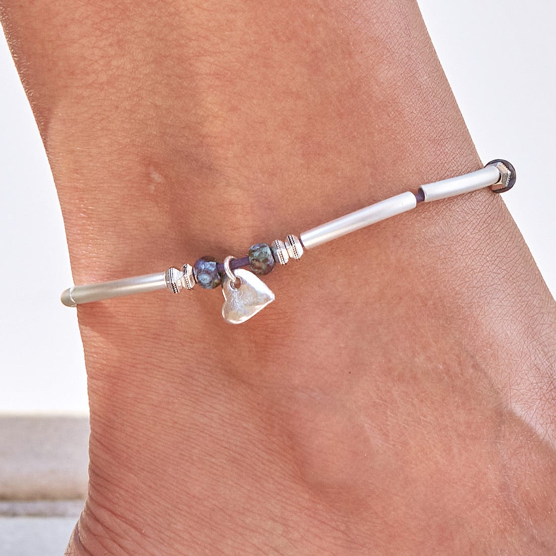 Josie Silver Anklet with Heart charm