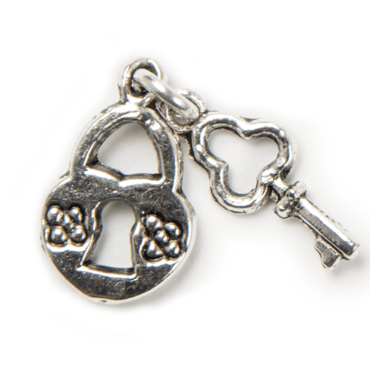 Lock & Key Charm silver plate