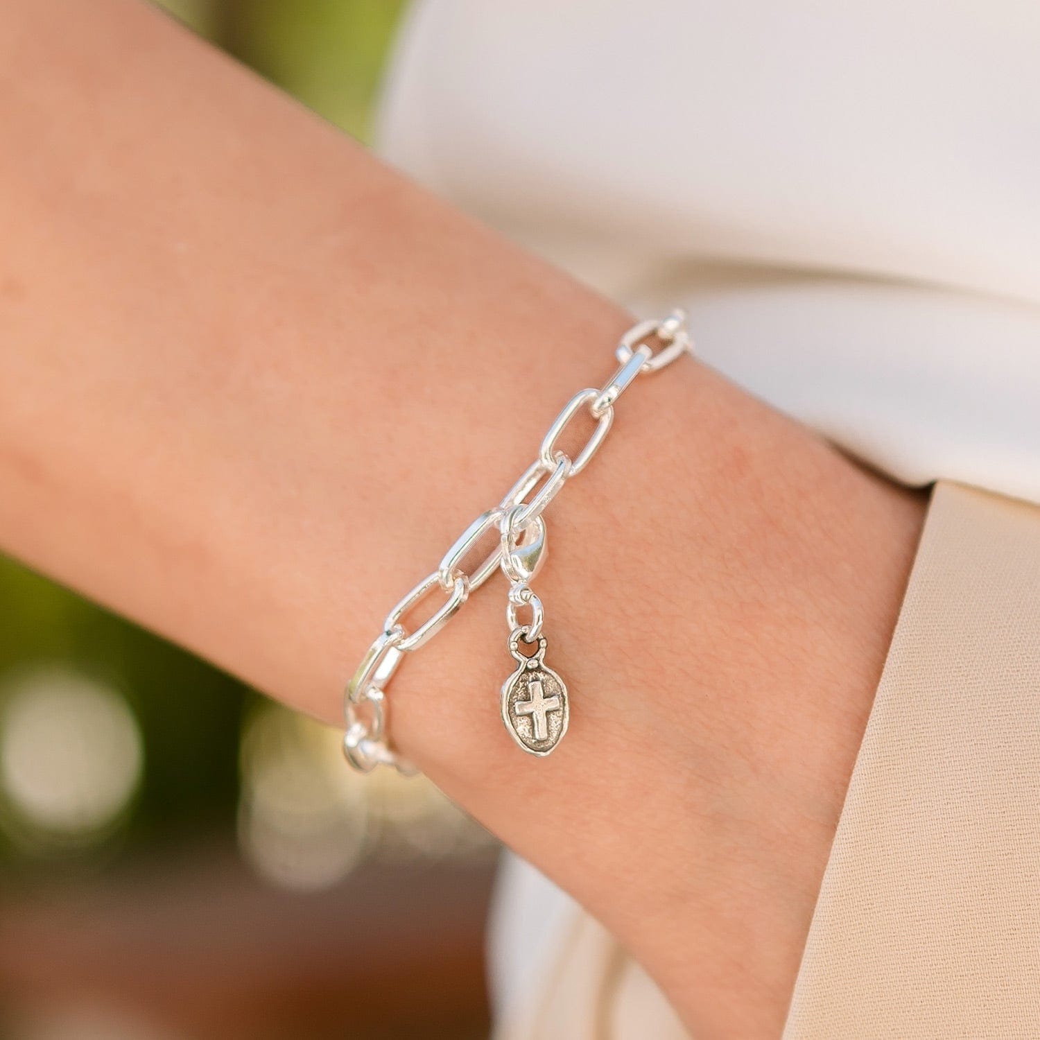 Untitled 1 Petite Sterling Silver Oval Cross Charm