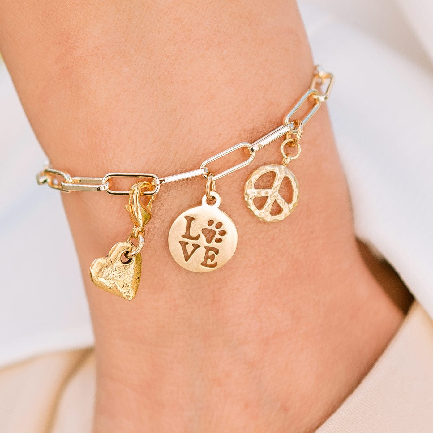 Petite Gold Love Paw Charm
