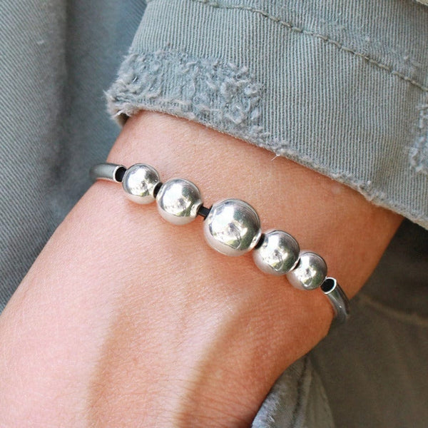 Classic Adjustable Silver Bead Bracelet | Lizzy James