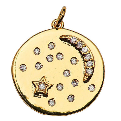 Big Dipper Gold Charm with Cubic Zirconia Inlay
