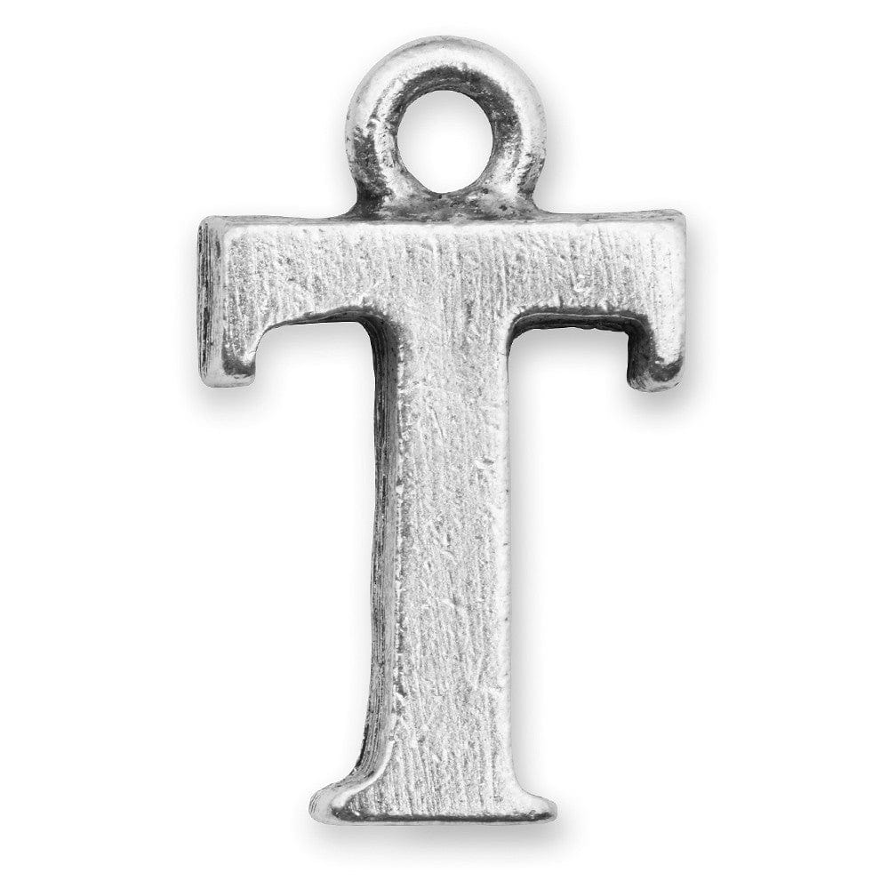 Letter T Charm silver plate