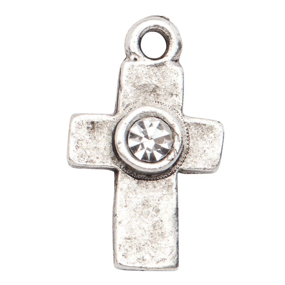 Silver cross with crystal charm