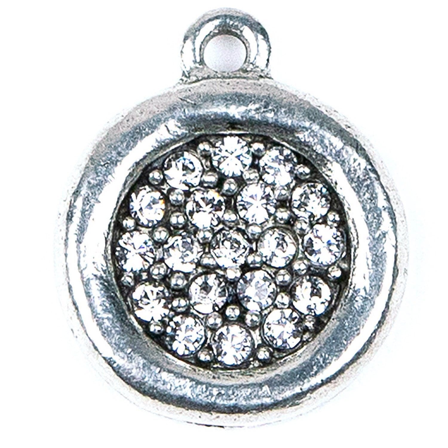 Silver Crystal CUBIC ZIRCONIA Disc Charm