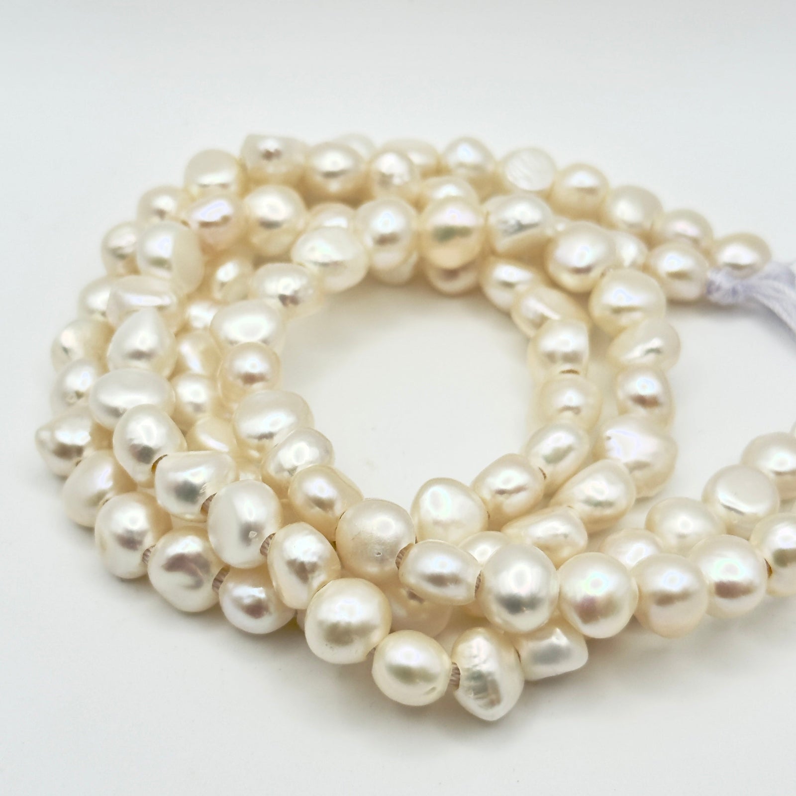 Holly Blue Leather Wrap Bracelet with Creamy Pearl & Silverplate Crescents