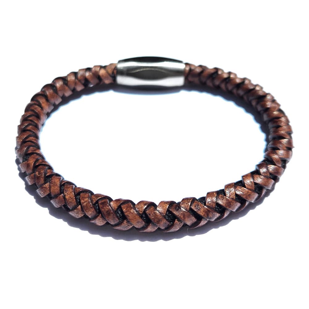 The Max men's braided brown leather bracelet