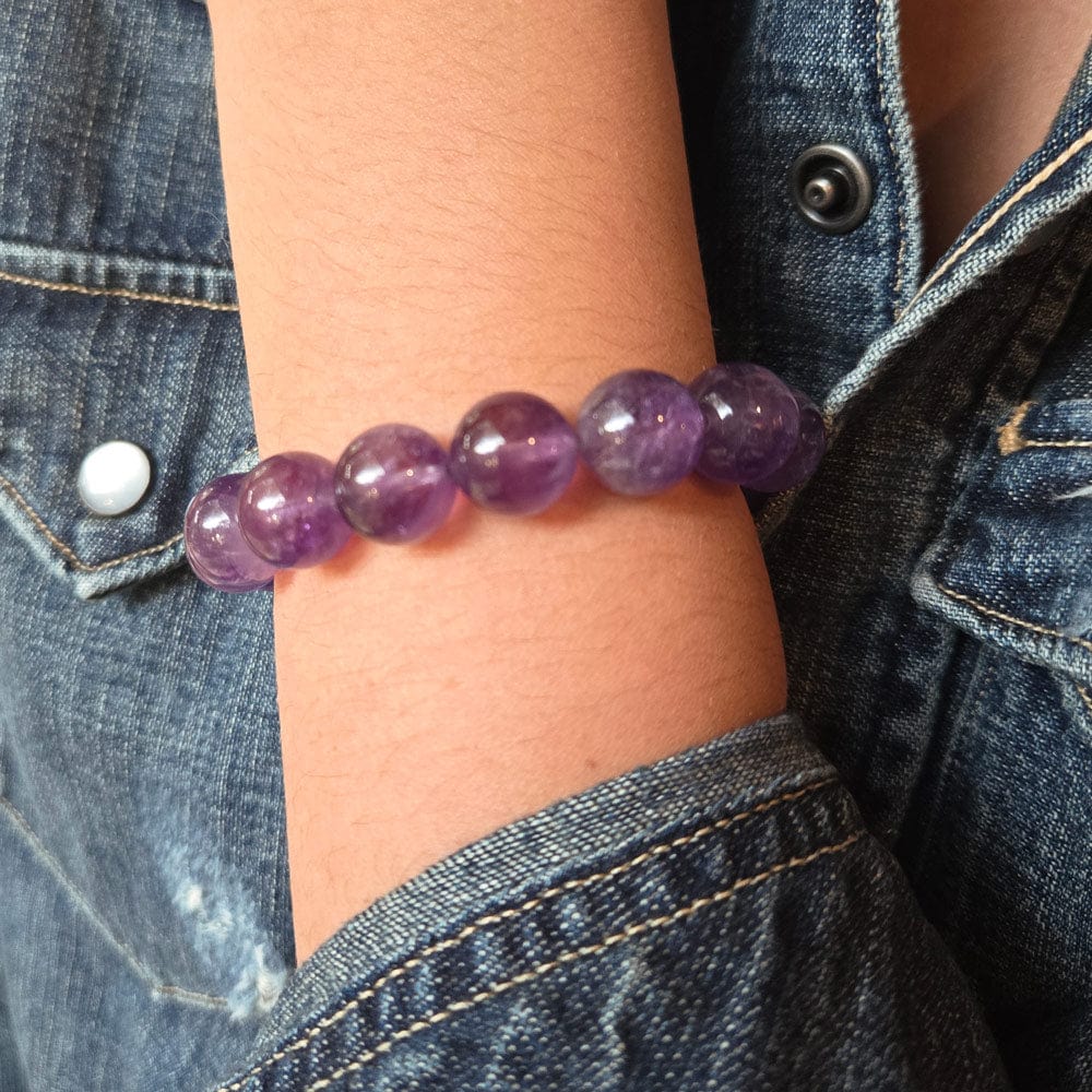 Large Amethyst bead bracelet stretch to fit design