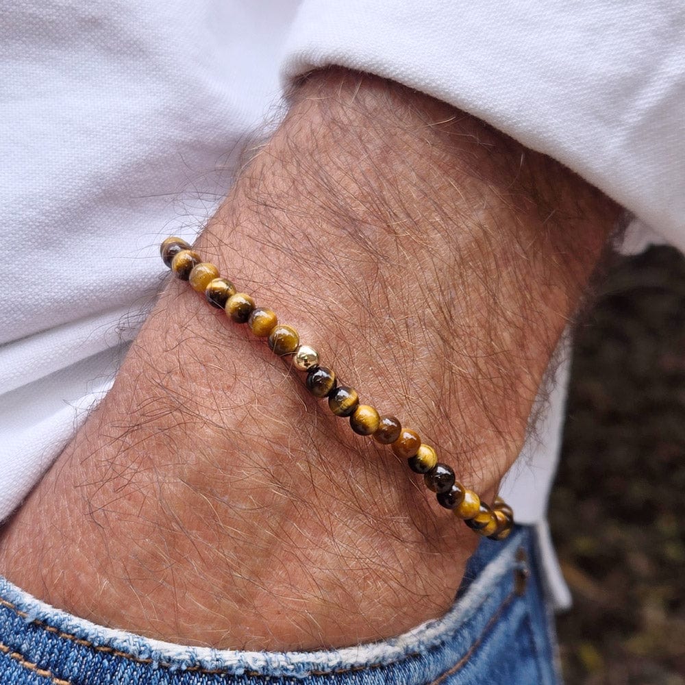 Men's Tiger's Eye bracelet with 14k gold-filled bead