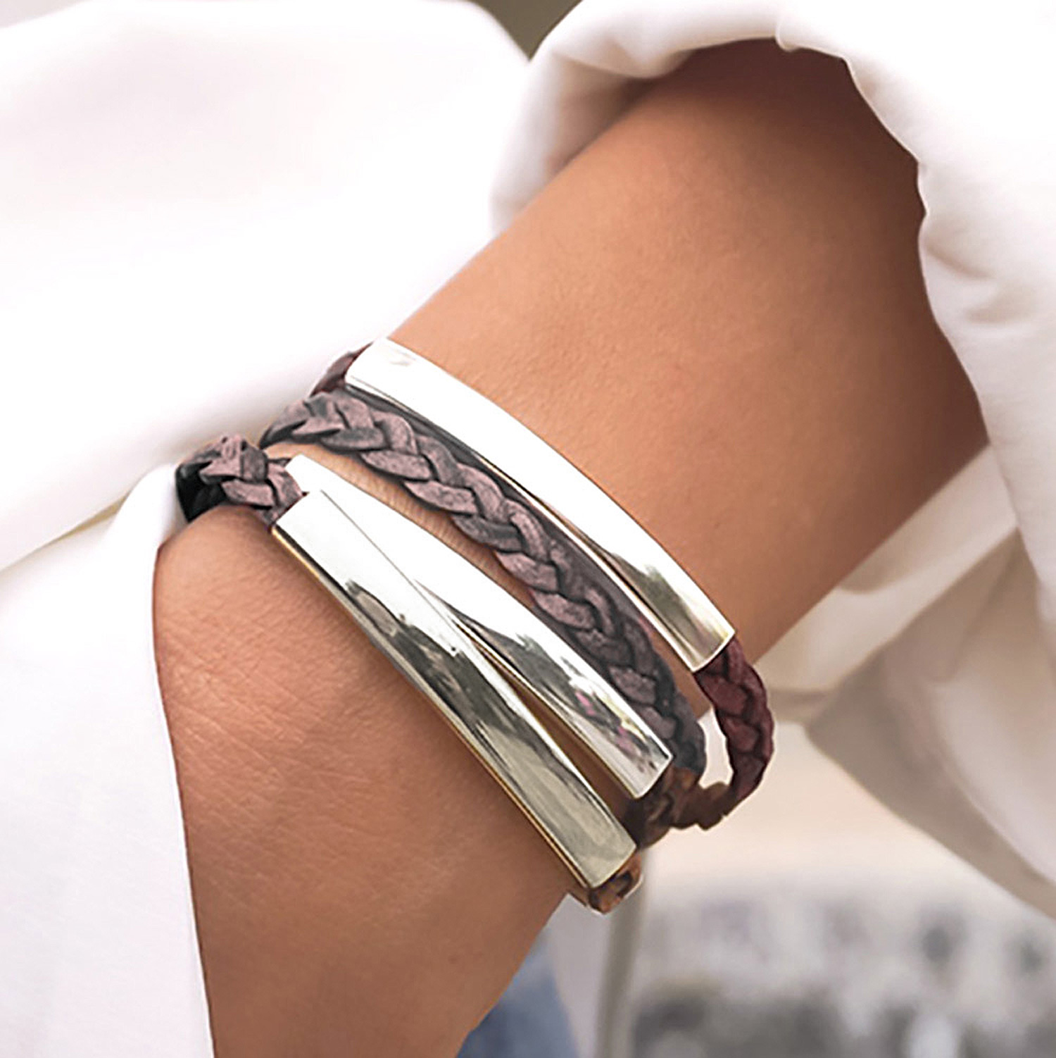 Addison and Maxi Braided Leather Bracelet Styles - Limited Availability