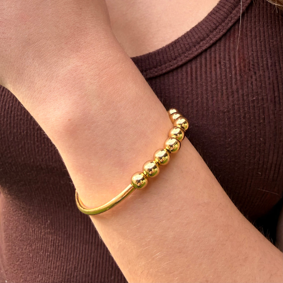 Lori Gold Beaded Bracelet | Handcrafted Gold Stretch Bracelet