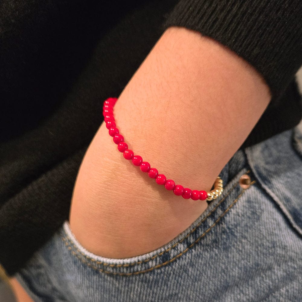 Red Coral Bracelet in 14k Gold Filled 4mm Beads