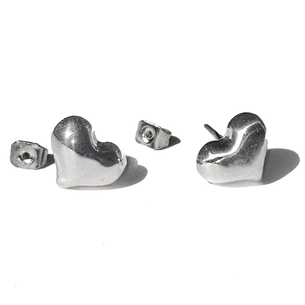 2 big hearts sterling silver earrings