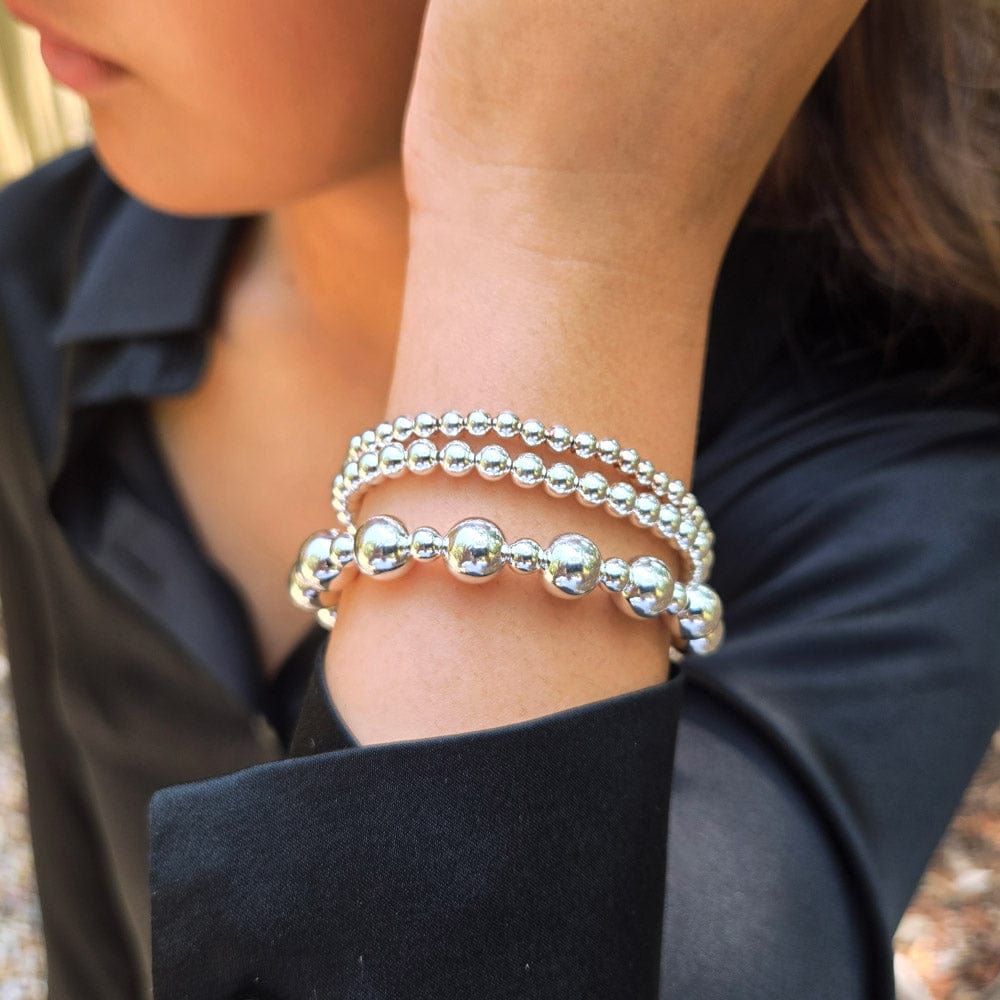 Sterling Silver Beaded Bracelet Stacking Simple Jewelry