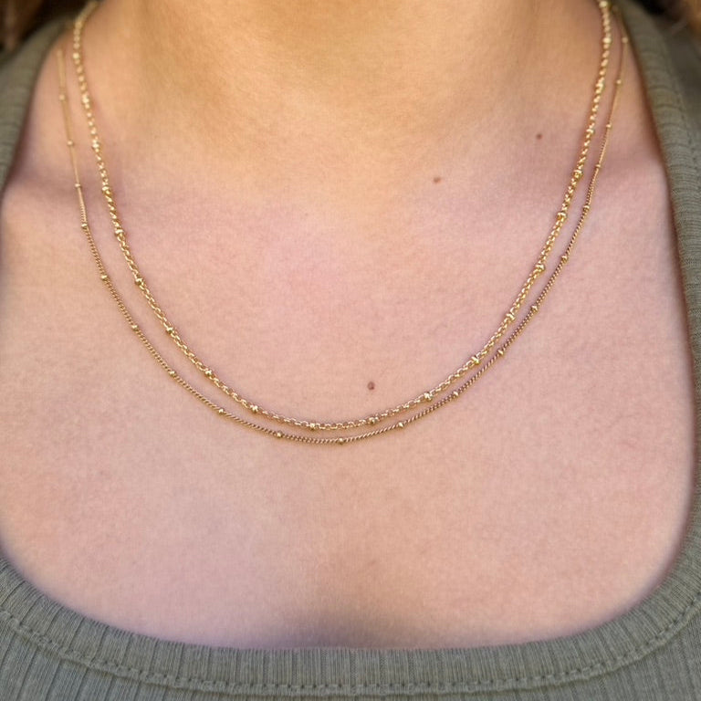 Lena 2-Layer Gold-Plated Satellite Chain Necklace