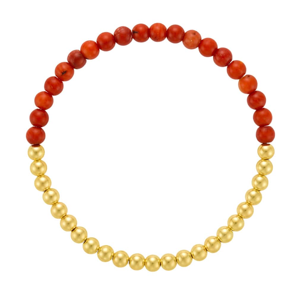 4mm 14k gold-filled bead bracelet with red coral