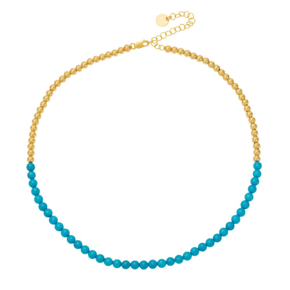  4mm 14K Gold-Filled Beaded Necklace with Turquoise