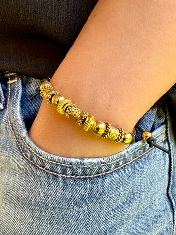 Cleopatra Gold &amp; Black Adjustable Bracelet