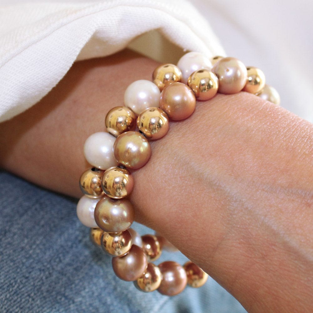 6mm and 9mm 14k gold-filled and pearl bracelets