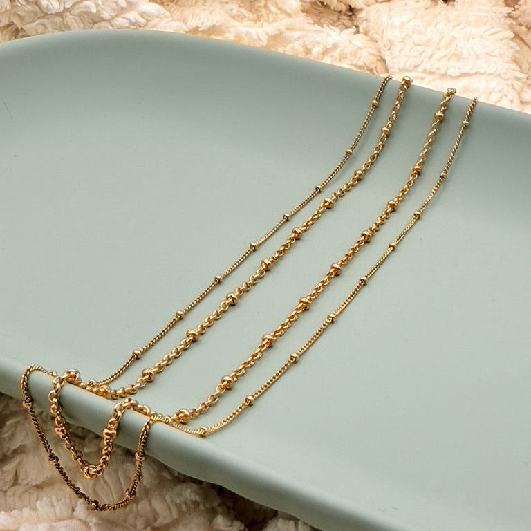 Lena 2-Layer Gold-Plated Satellite Chain Necklace