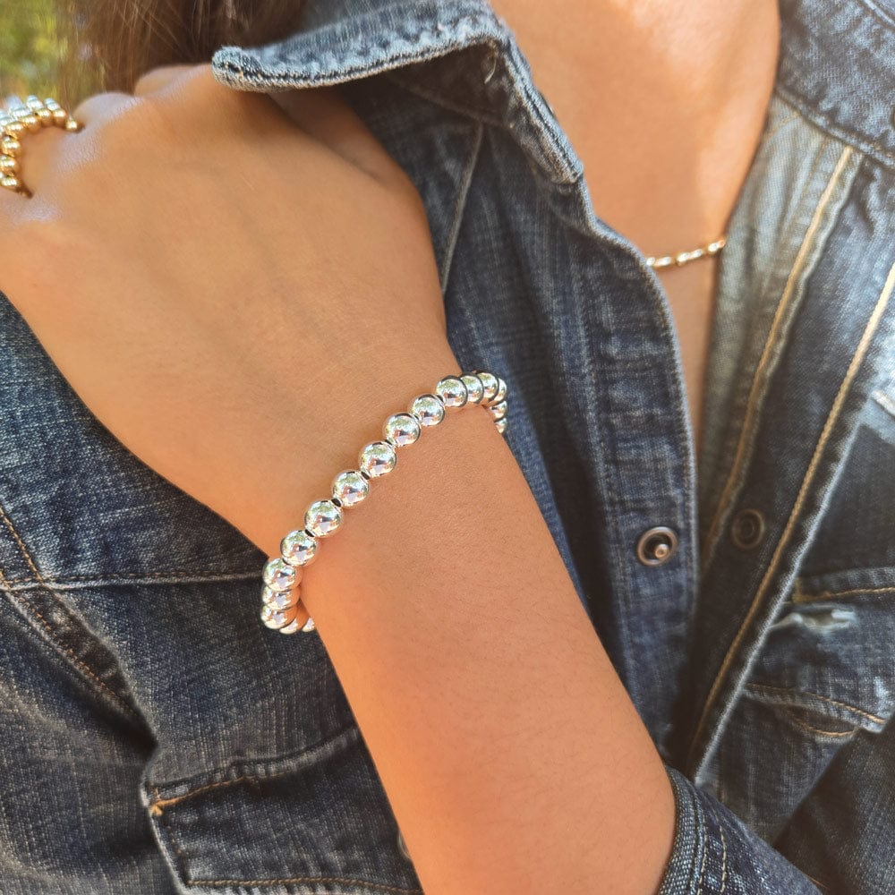 7mm sterling silver stretch to fit bracelet denim with necklace rings stack
