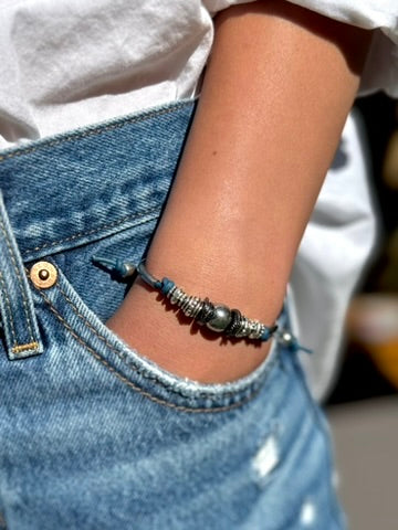 Aurora Silver and Blue Adjustable Bracelet