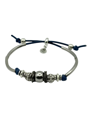 Aurora Silver and Blue Adjustable Bracelet