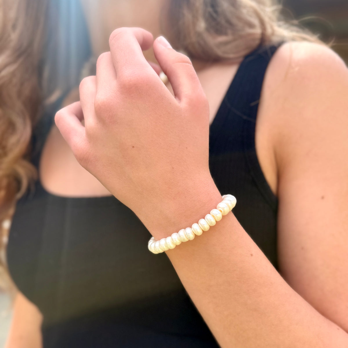 The Audrey Pearl Bracelet – Ivory Pearl Stretch Bracelet | Handmade in California