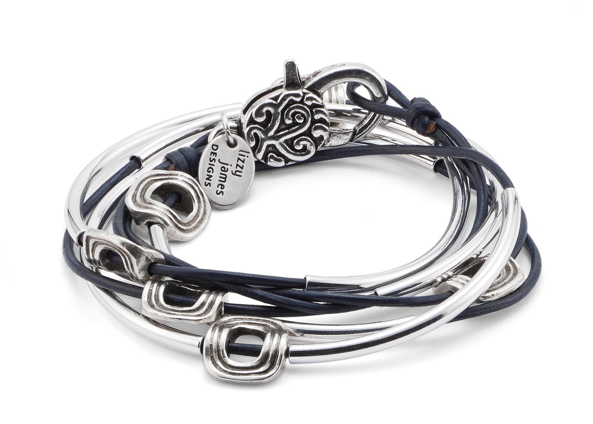 The Aura Silver Convertible Leather Wrap Bracelet & Necklace