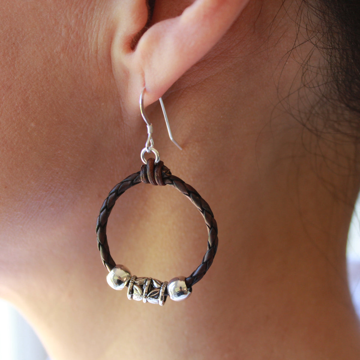 The Austin Leather Earrings – Braided Leather & Silver | Handmade in California