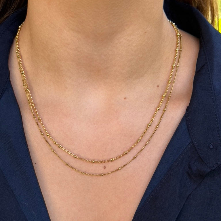 Lena 2-Layer Gold-Plated Satellite Chain Necklace