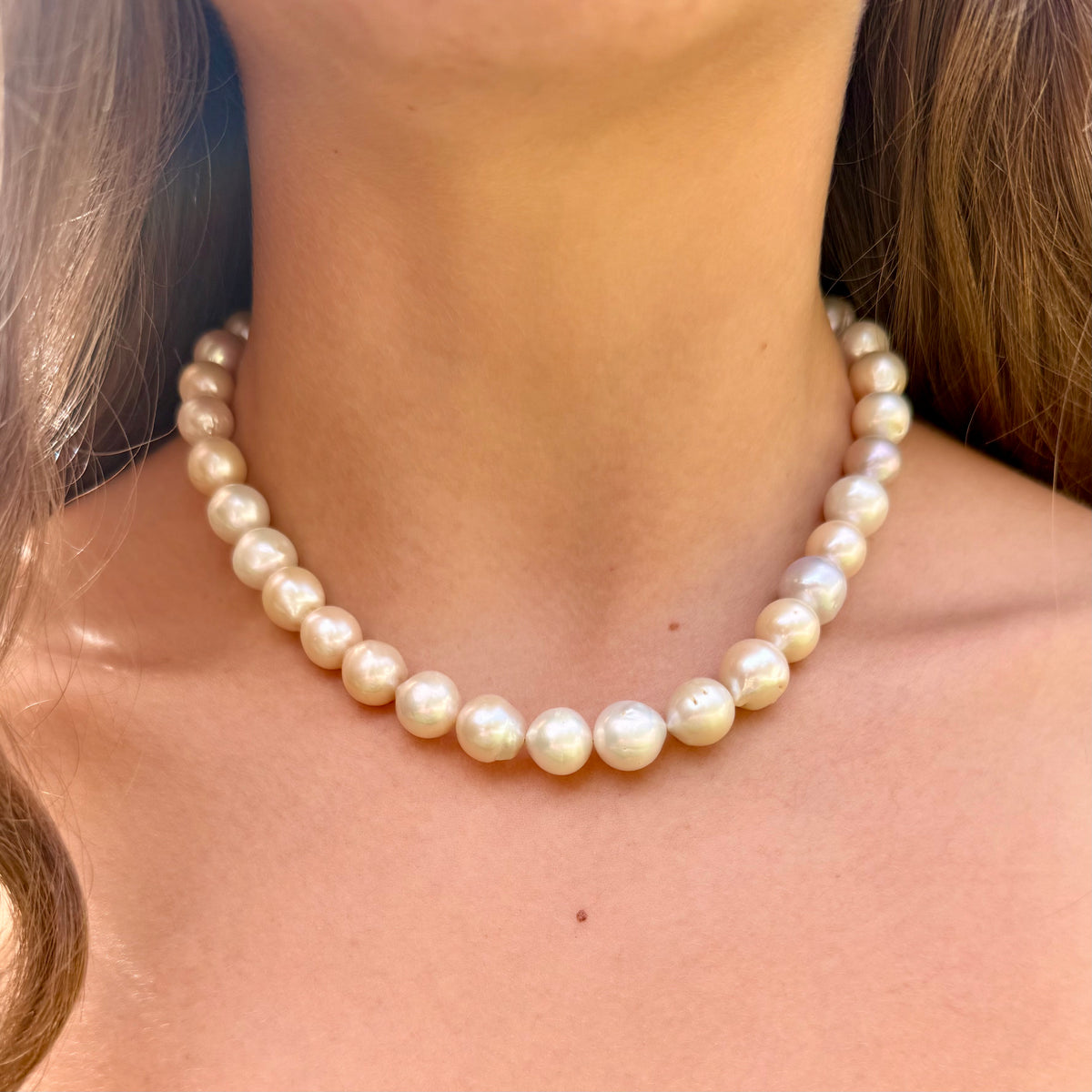 The Camille Pearl Necklace – Peach Pearl Strand | One of a Kind | Handmade in California