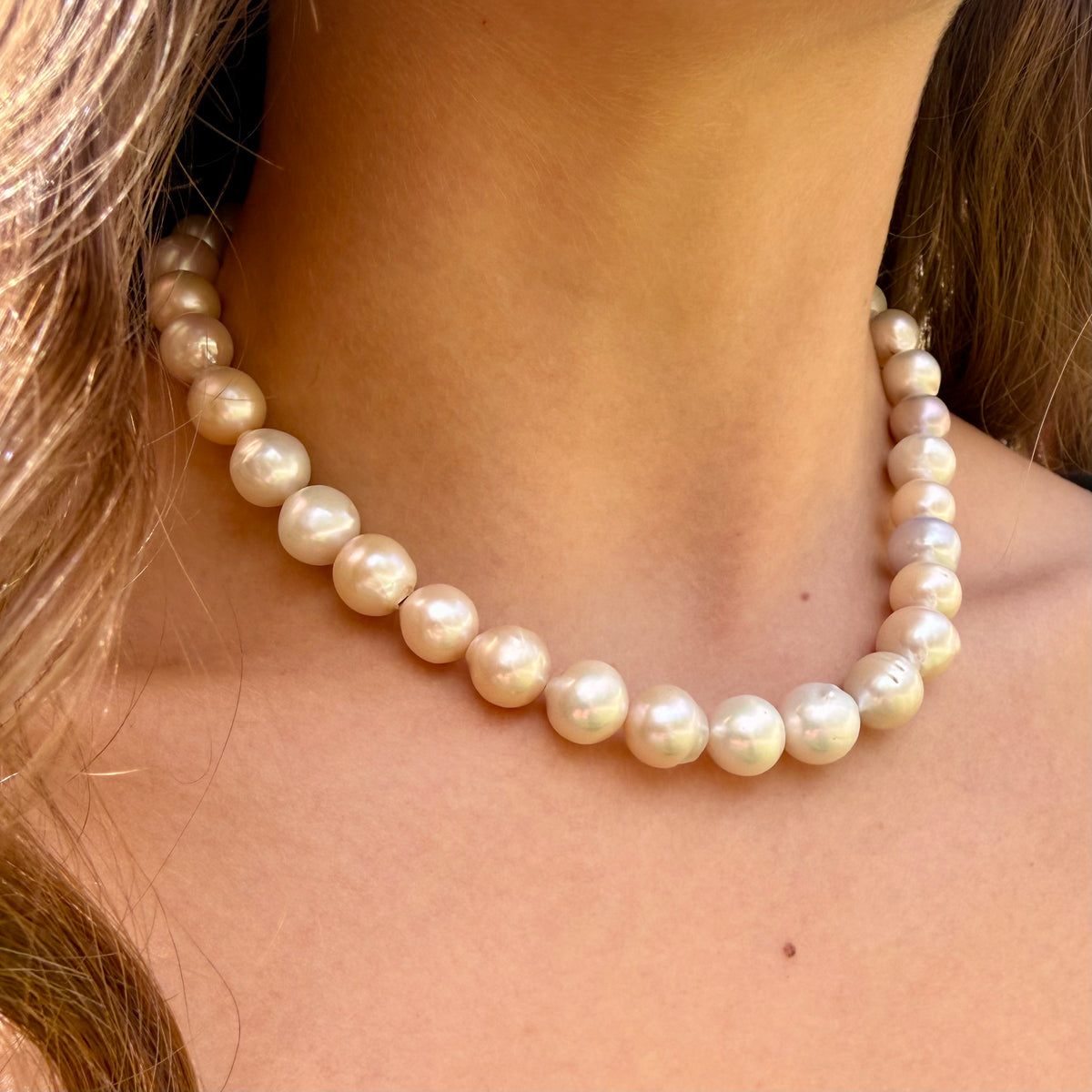 The Camille Pearl Necklace – Peach Pearl Strand | One of a Kind | Handmade in California